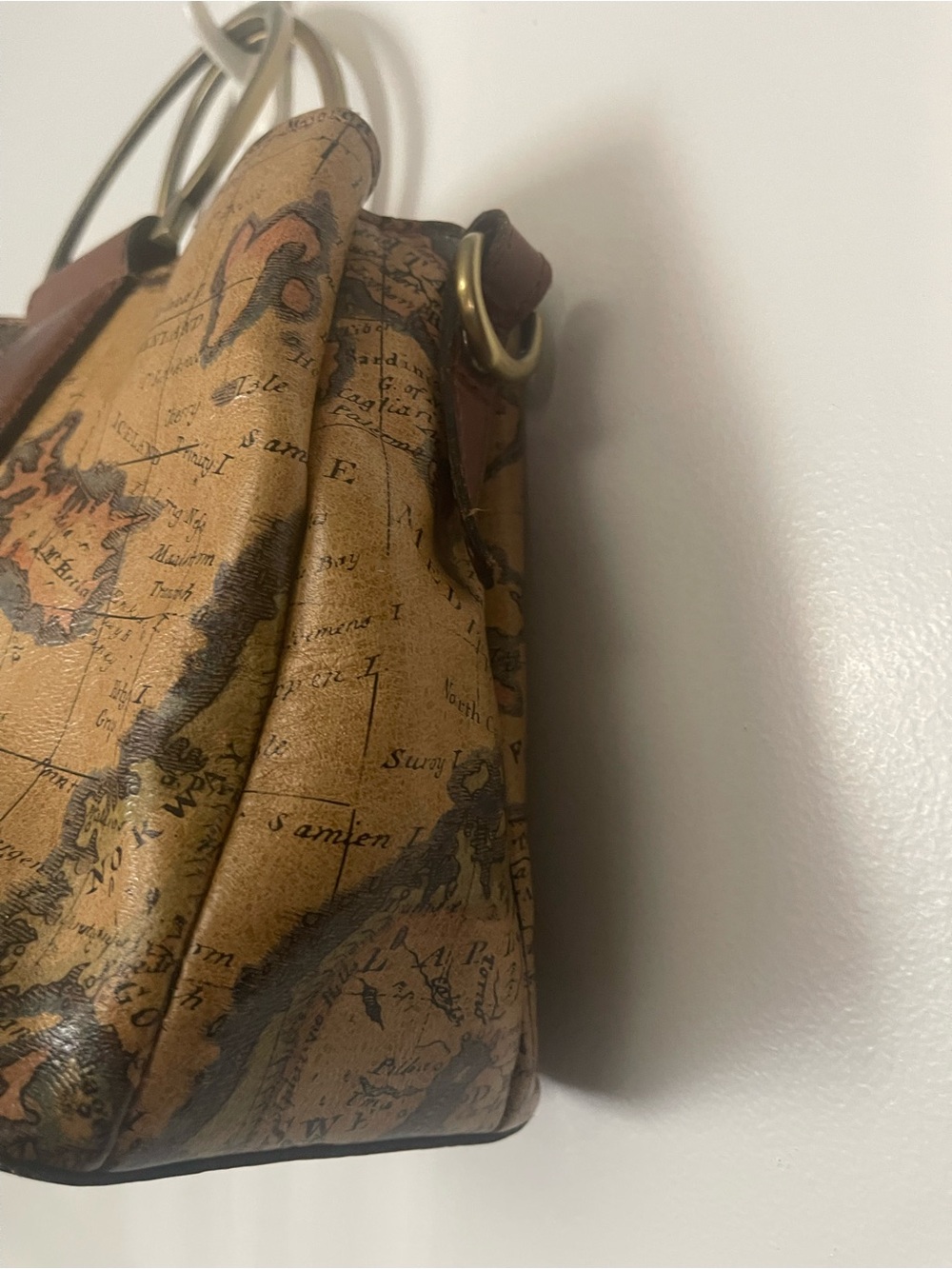 Patricia Nash Map-Print Satchel with Brass Ring Handle in Brown - Picture 4 of 16